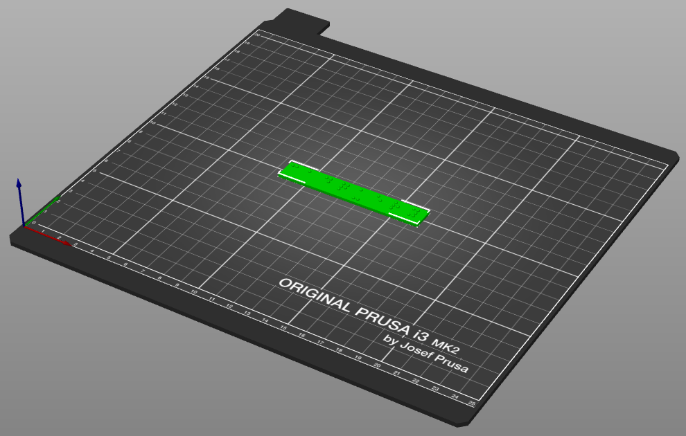 Braille sign on print bed in slicer software